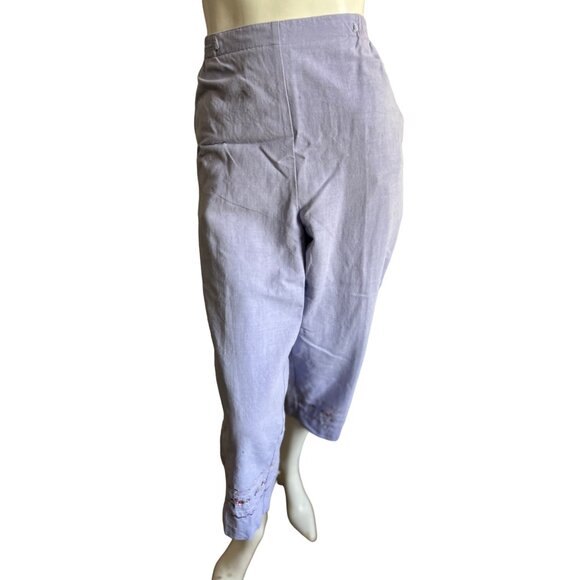 Vintage Koret Linen Blend Floral Pant Suit Sz Large Womens Purple Button Front S - Picture 10 of 16